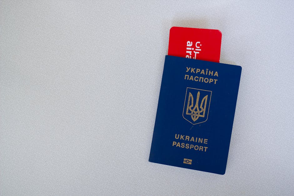 Ukrainian passport with an airline boarding pass