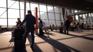 Business traveler with an approved ESTA business trip transit authorization