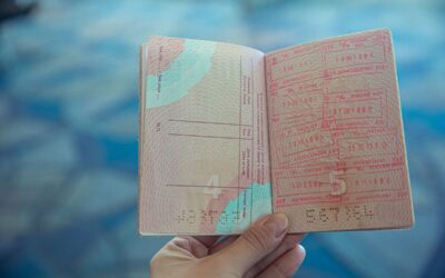 Passport with multiple US entry stamps representing ESTA multiple entries