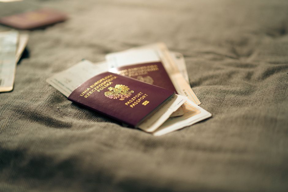 Passport and boarding pass used to confirm an ESTA I-94 record admit-until date