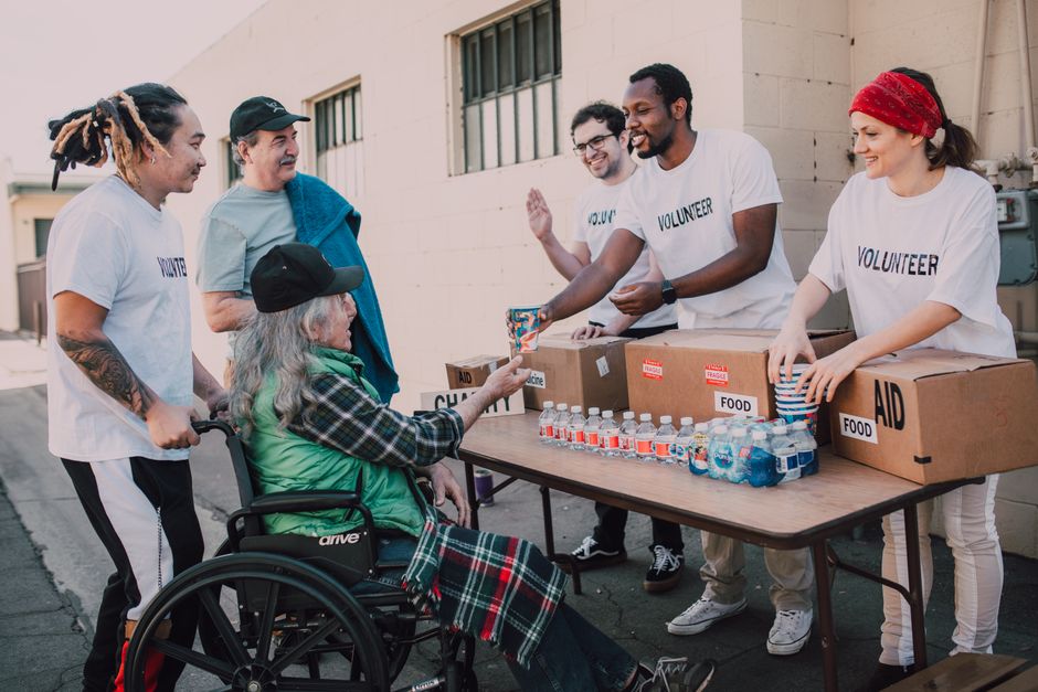 Faith group on a charitable mission, a common reason for volunteering on an ESTA