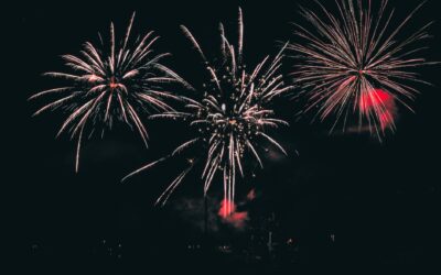 Fireworks lighting the night sky over a US city during the America250 250th anniversary